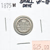1875H Small Date Canada 5-cents VF-EF (VF30) $