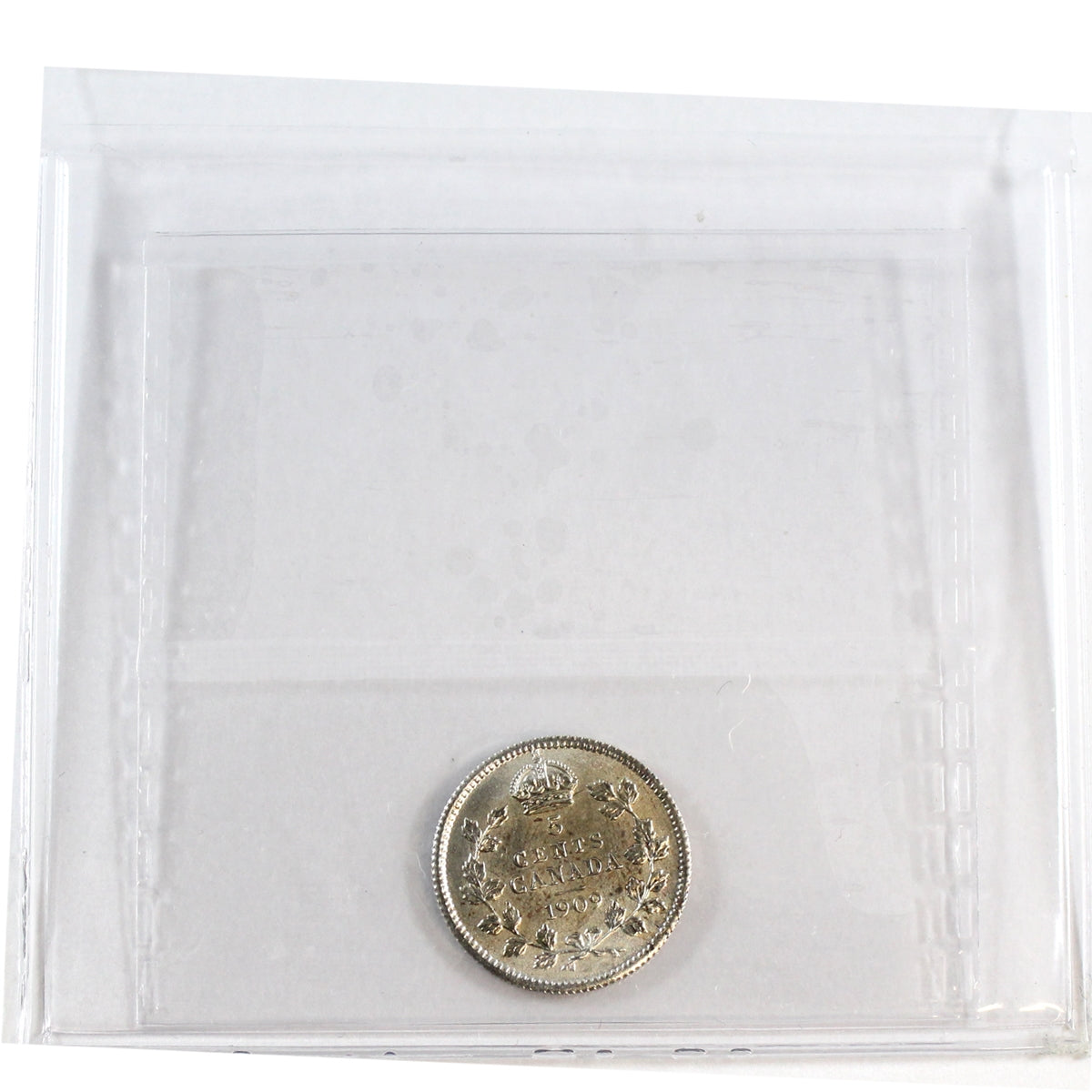 1909 Round Leaves Canada 5-cents ICCS Certified AU58 (YE 114)