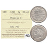 1891 Obv. 2 Canada 5-cents ICCS Certified EF45