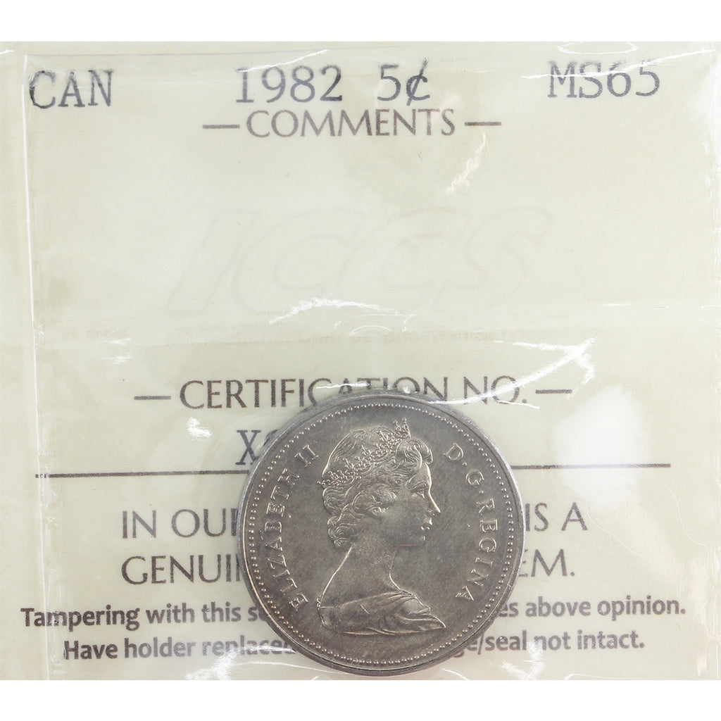 1982 Canada 5-cents ICCS Certified MS65