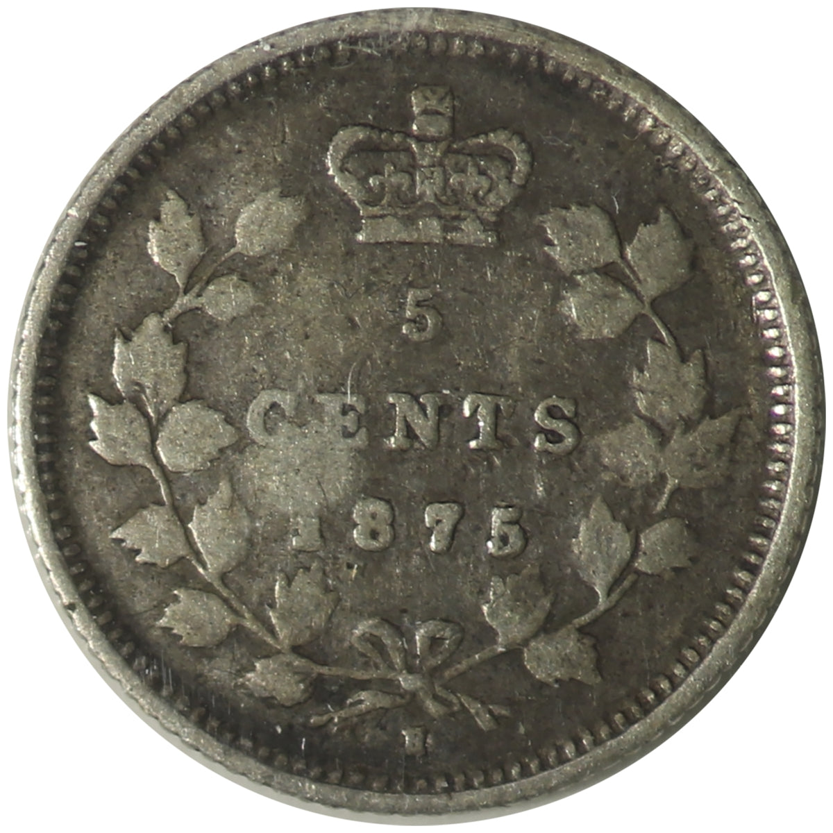 1875H Small Date Canada 5-cents ICCS Certfied VG10