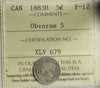 1883H Obv. 5 Canada 5-cents ICCS Certified F12