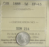 1888 Canada 5-cents ICCS Certified EF45