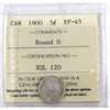 1900 Round O's Canada 5-cents ICCS Certified EF45