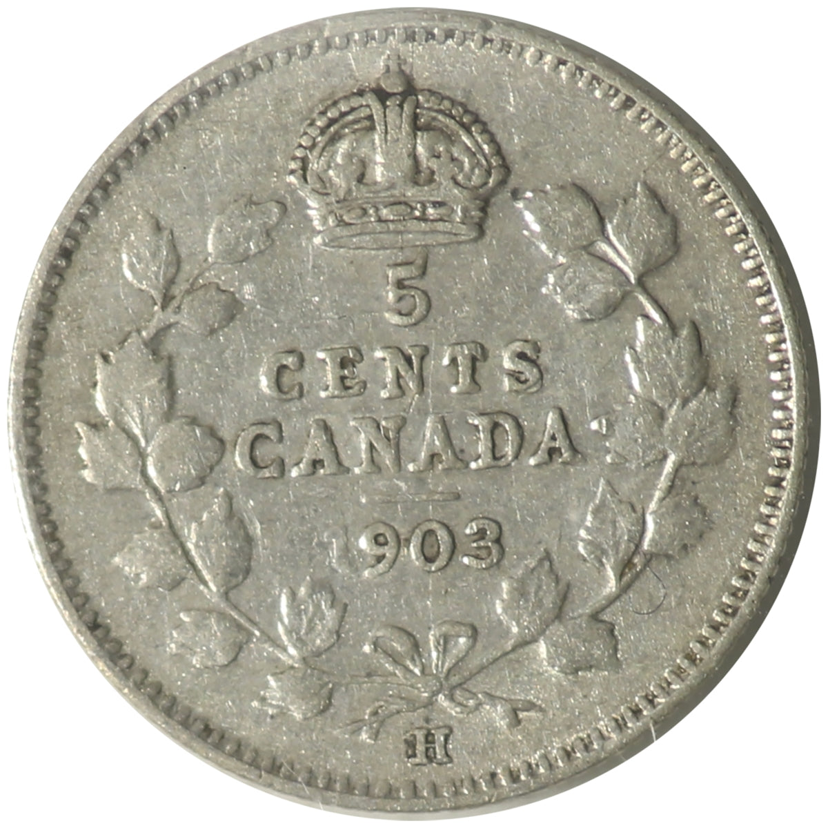 1903H Large H Canada 5-cents ICCS Certified VF30