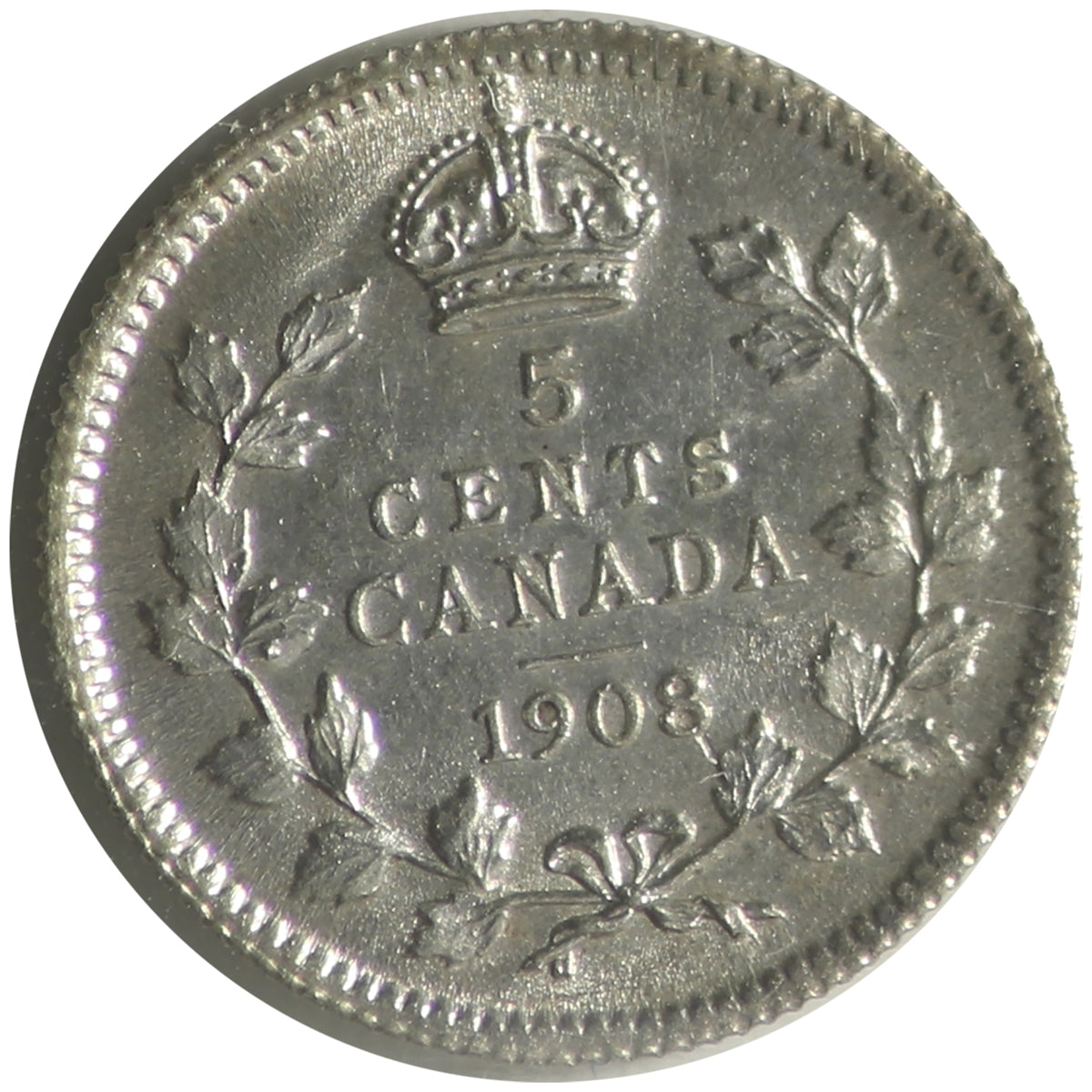 1908 Small 8 Canada 5-cents ICCS Certified MS62 (XUM 225)