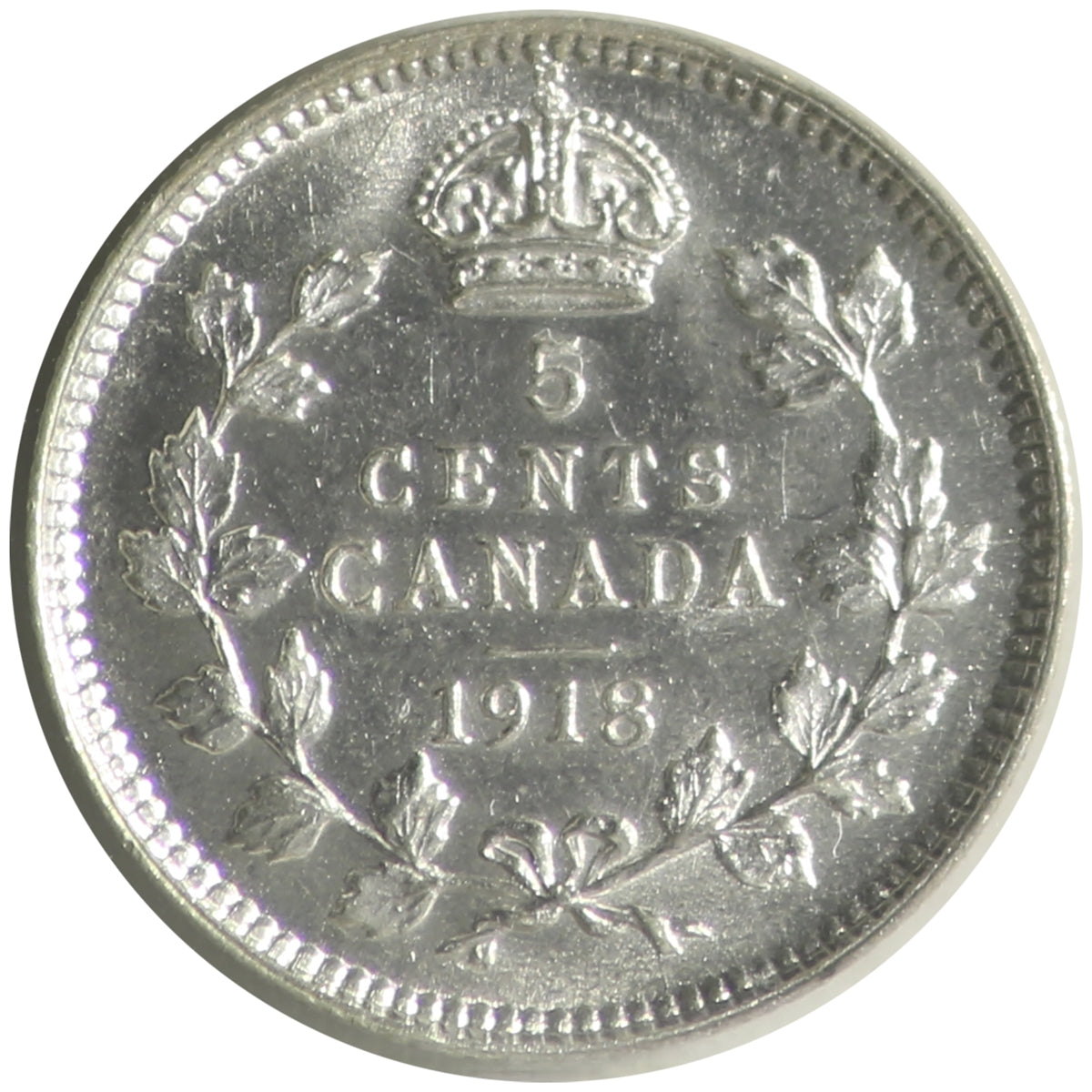 1918 Canada 5-cents ICCS Certified AU58