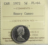 1972 Canada 5-cents ICCS Certified PL64 Heavy Cameo