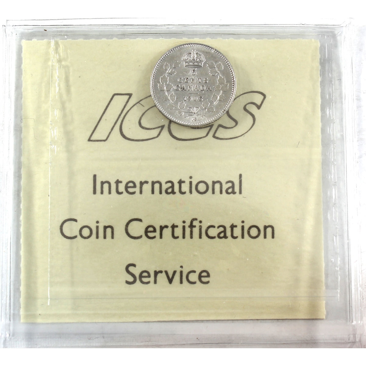 1903H Large H Canada 5-cents ICCS Certified AU50