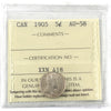 1905 Canada 5-cents ICCS Certified AU58