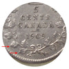 1909 Round Leaves, Bow Tie Canada 5-cents ICCS Certified EF45