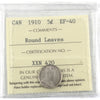 1910 Round Leaves Canada 5-cents ICCS Certified EF40