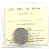 2014 Canada 5-cents ICCS Certified MS64