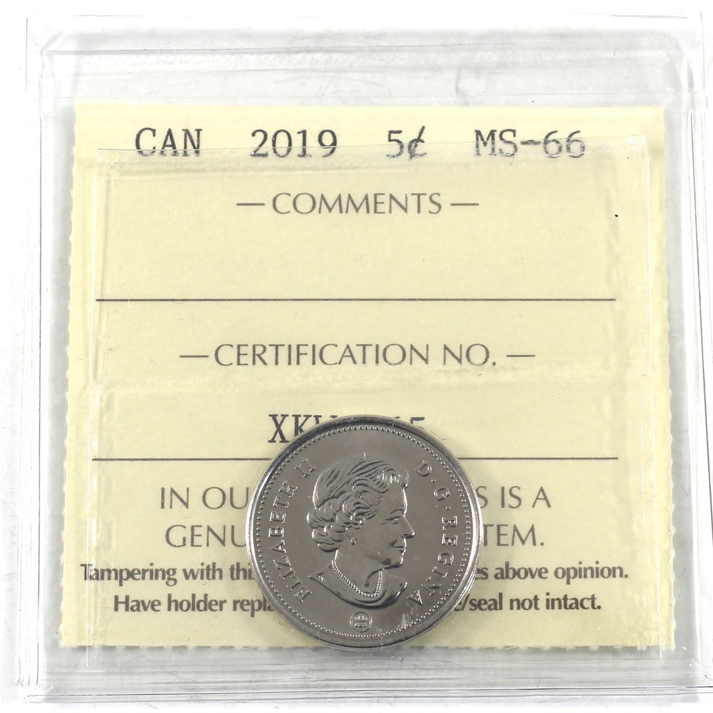 2019 Canada 5-cents ICCS Certified MS66