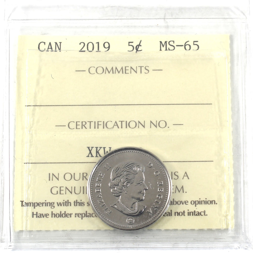 2019 Canada 5-cents ICCS Certified MS65