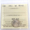 1911 Canada 5-cents ICCS Certified MS62