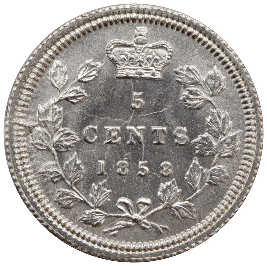 1858 Small Date Canada 5-cents Choice Brilliant Uncirculated (MS64) $