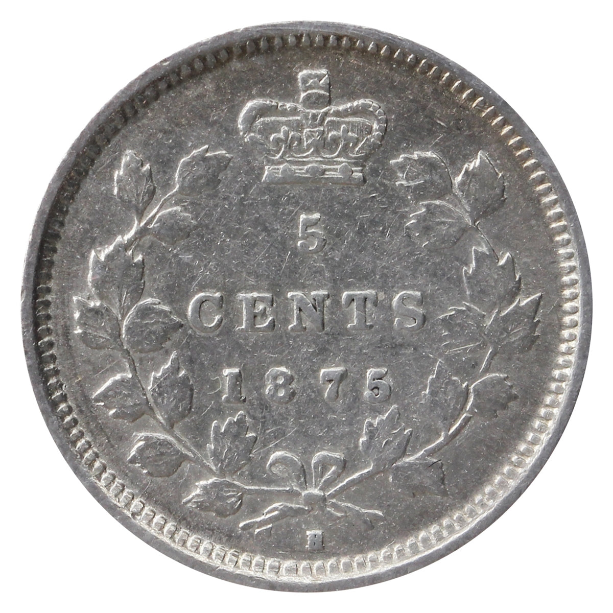 1875H Small Date Canada 5-cents ICCS Certified VF20