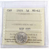 1919 Canada 5-cents ICCS Certified MS62