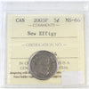 2003P New Effigy Canada 5-cents ICCS Certified MS66