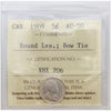 1909 Round Leaves, Bow Tie Canada 5-cents ICCS Certified AU50