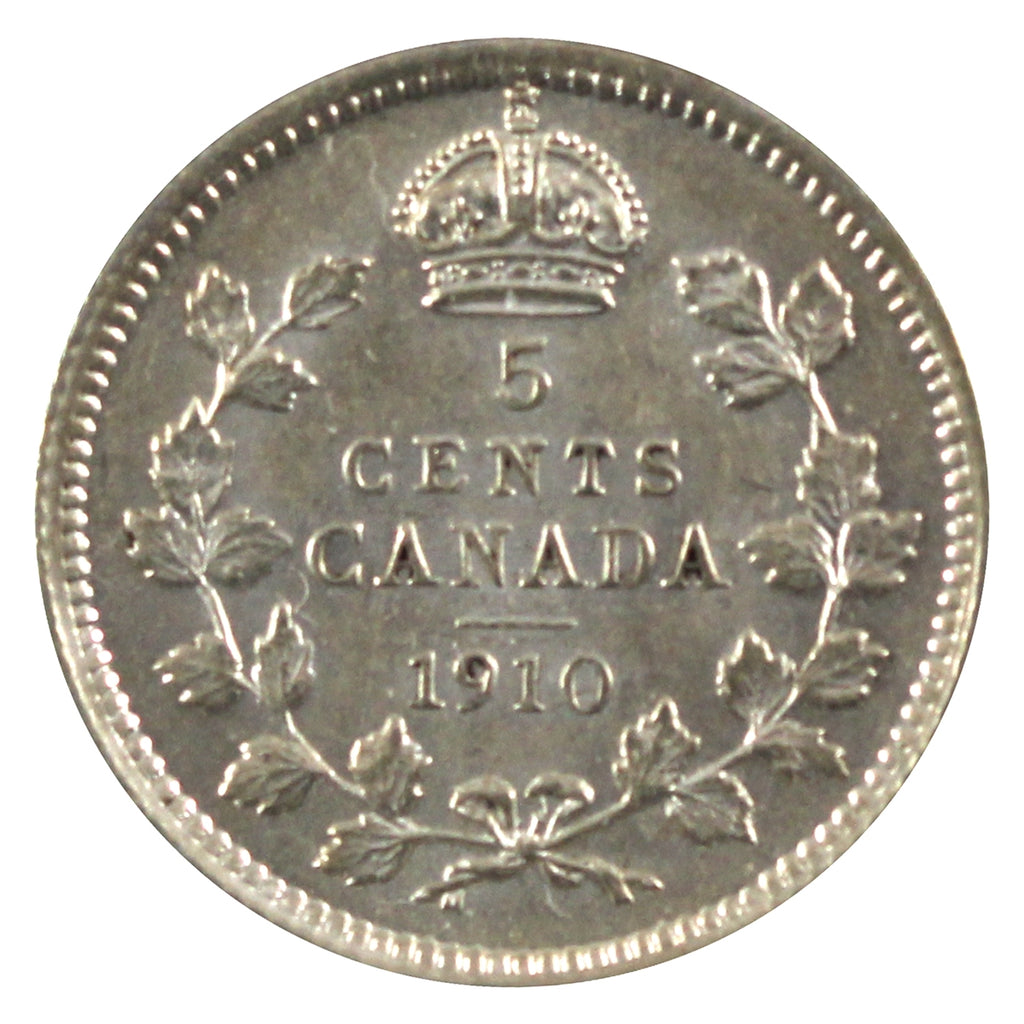 1910 Round Leaves Canada 5-cents EF-AU (EF45) $