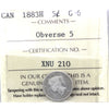 1883H Obv. 5 Canada 5-cents ICCS Certified G6