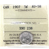1907 Canada 5-cents ICCS Certified AU58