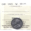 1925 Canada 5-cents ICCS Certified VF20