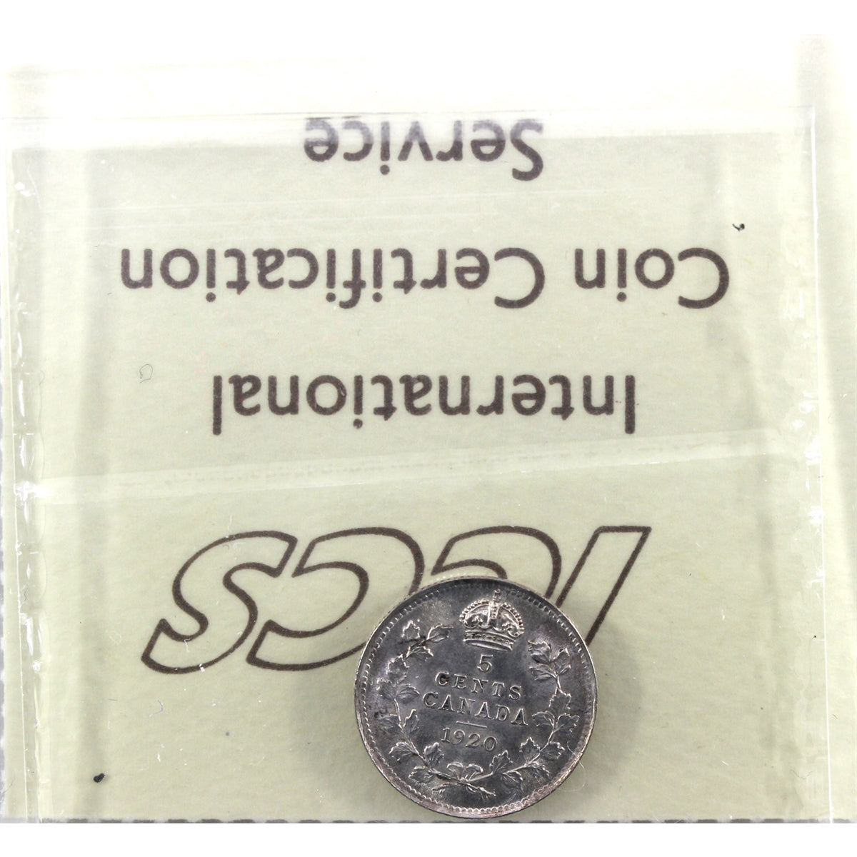 1920 Canada 5-cents ICCS Certified AU58