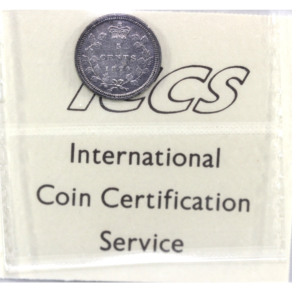 1870 Flat Border, Wide Rim Canada 5-cents ICCS Certified EF40