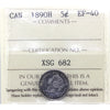 1890H Canada 5-cents ICCS Certified EF40
