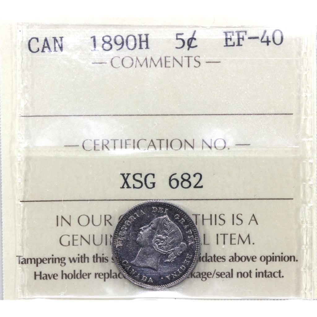 1890H Canada 5-cents ICCS Certified EF40