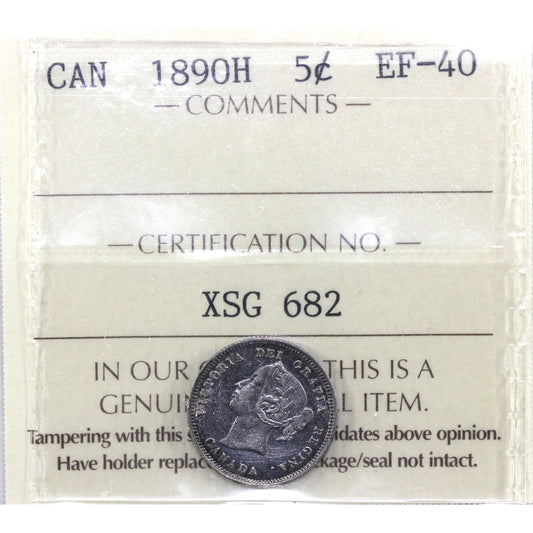 1890H Canada 5-cents ICCS Certified EF40