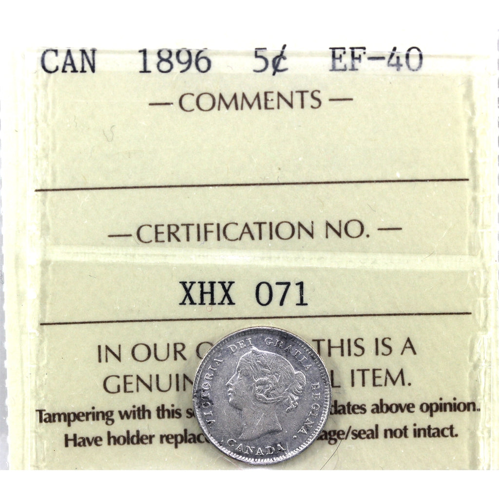 1896 Canada 5-cents ICCS Certified EF40