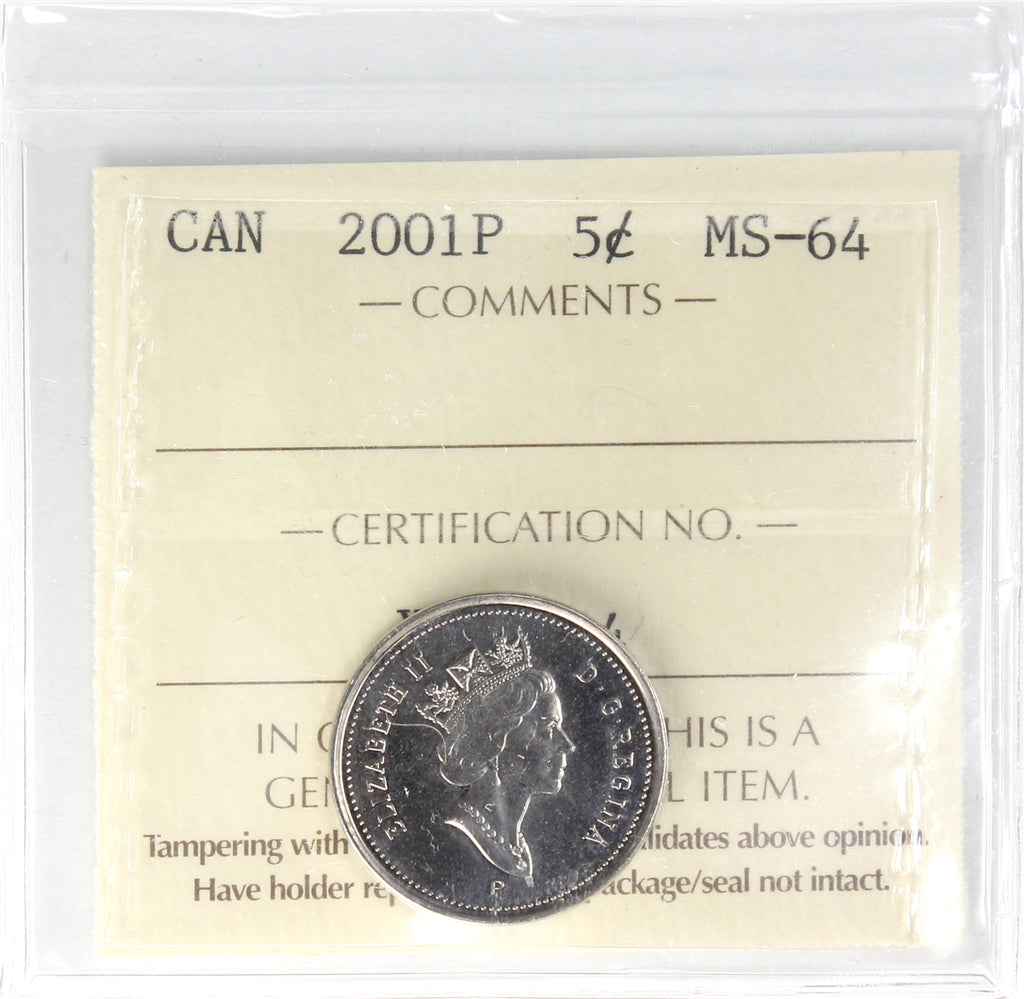 2001P Canada 5-cents ICCS Certified MS64