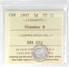 1897 Slender 8 Canada 5-cents ICCS Certified VF30