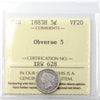 1883H Obv. 5 Canada 5-cents ICCS Certified VF20