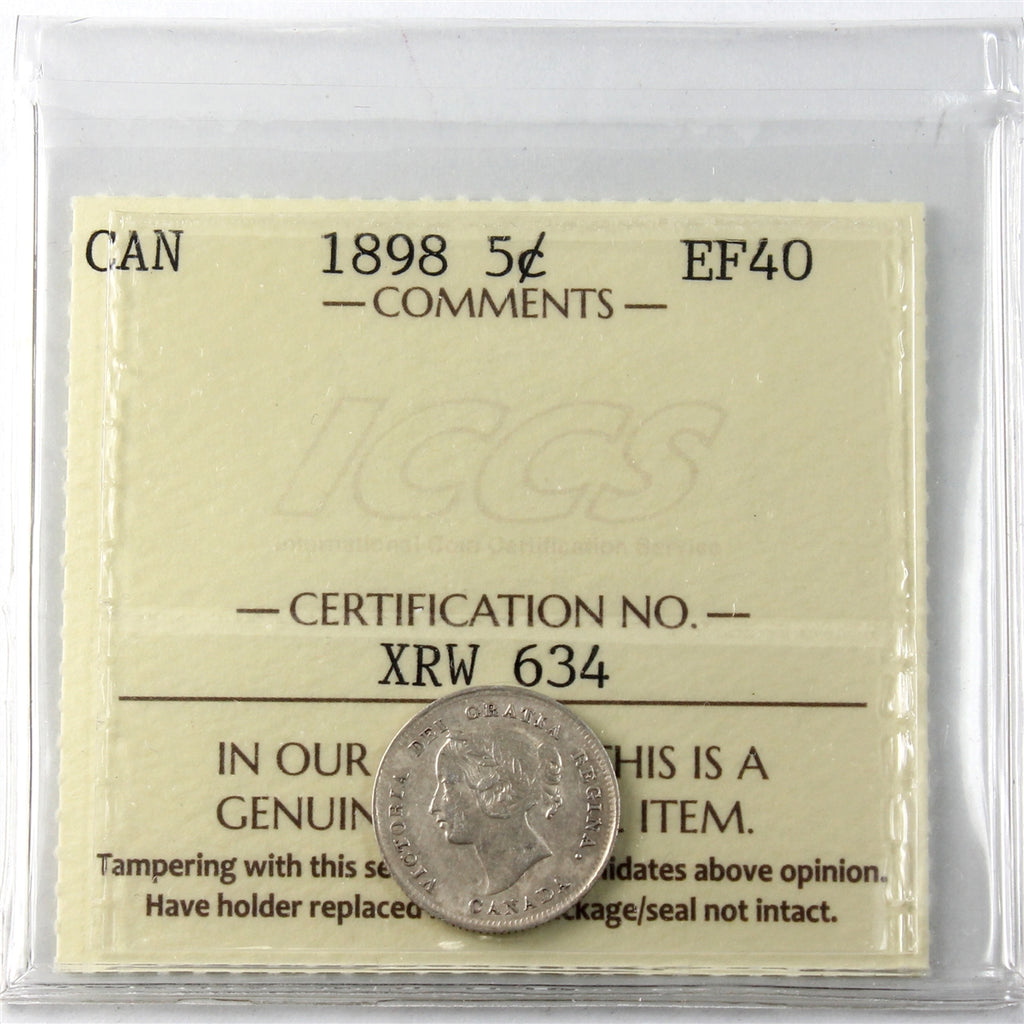 1898 Canada 5-cents ICCS Certified EF40