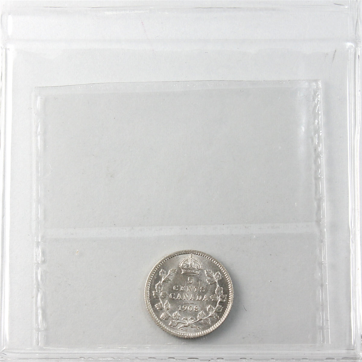 1908 Small 8 Canada 5-cents ICCS Certified AU50