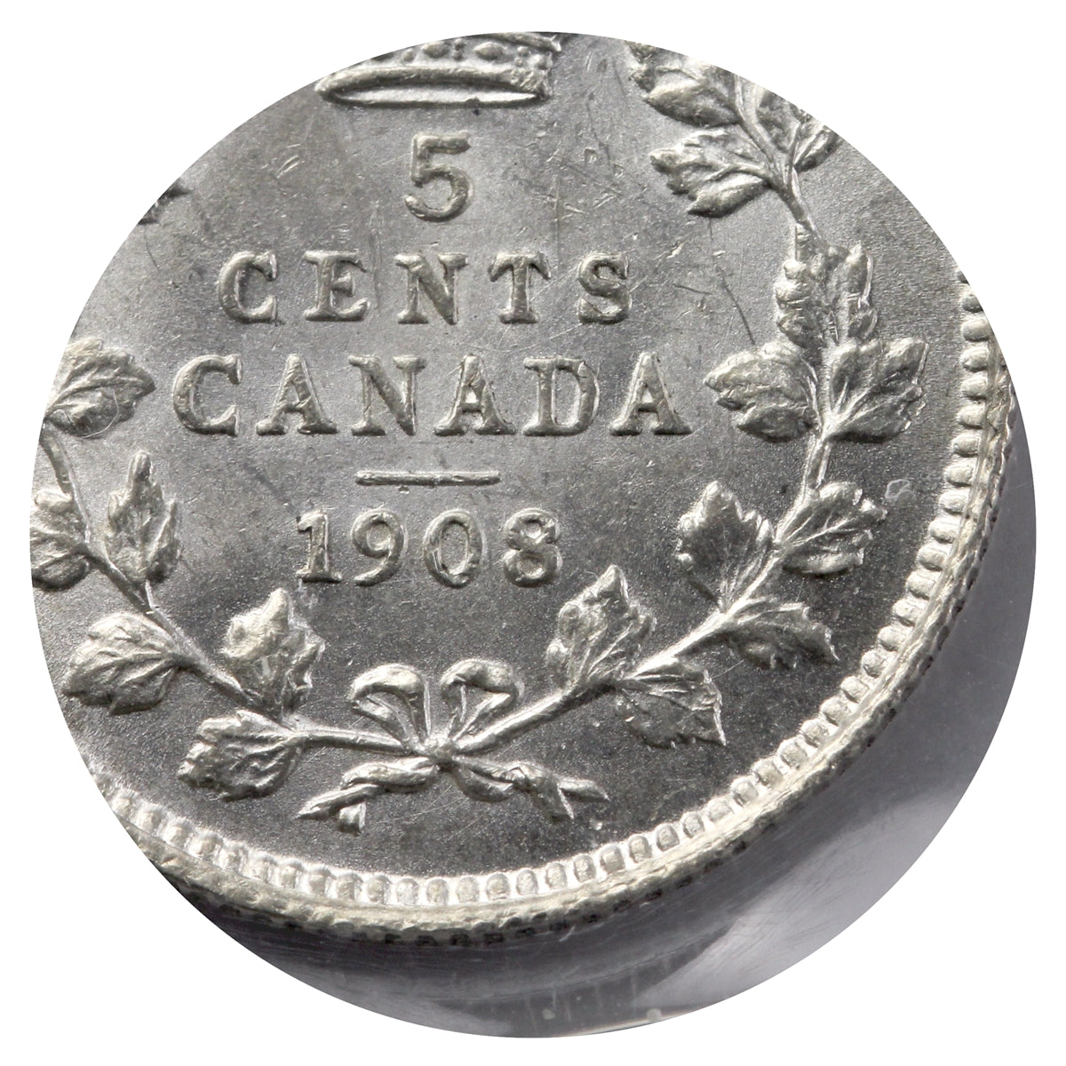 1908 Small 8 Canada 5-cents ICCS Certified AU50