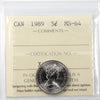 1989 Canada 5-cents ICCS Certified MS64