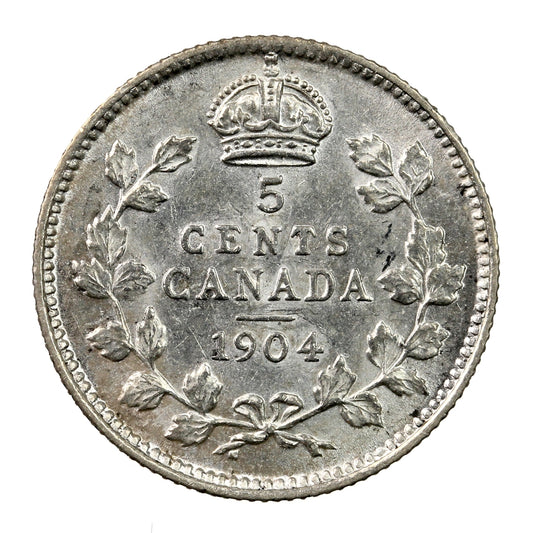 1904 Canada 5-cents Almost Uncirculated (AU50) $