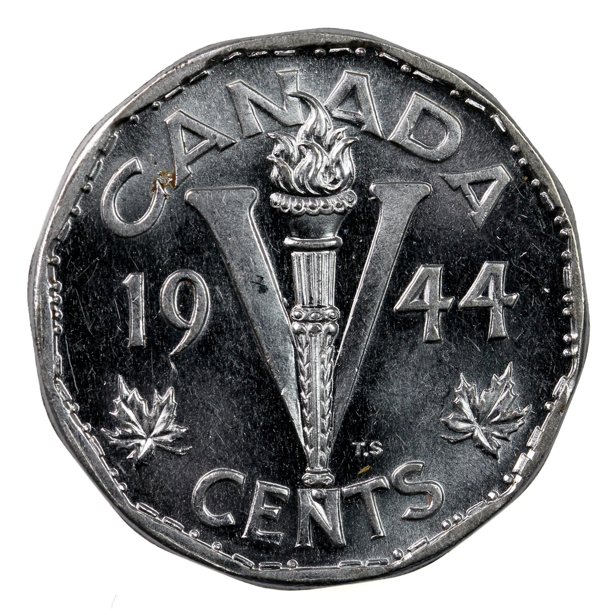 1944 Canada 5-cents AU-UNC Cameo (AU55)