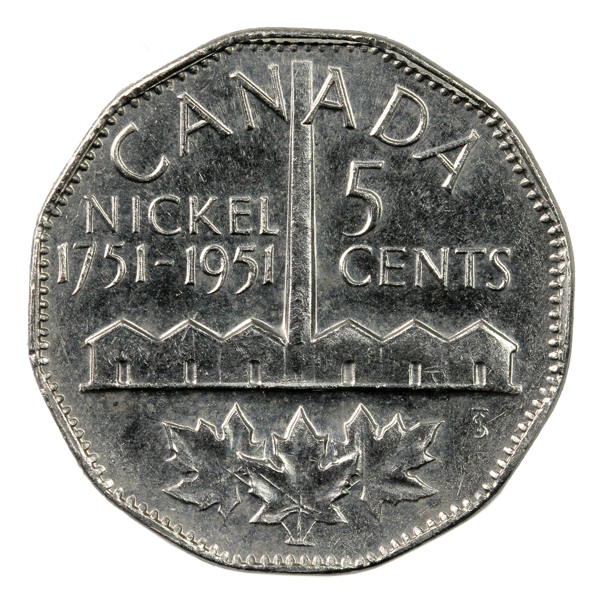 1951 Refinery Half Moon Canada 5-cents Brilliant Uncirculated (MS63)