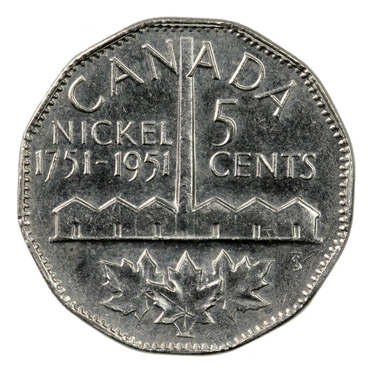 1951 Refinery Half Moon Canada 5-cents Brilliant Uncirculated (MS63)