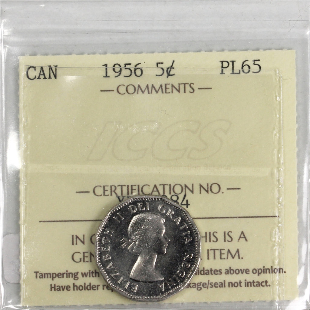1956 Canada 5-cents ICCS Certified PL-65