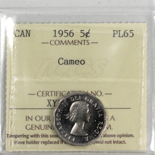 1956 Canada 5-cents ICCS Certified PL-65 Cameo