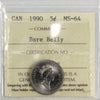1990 Bare Belly Canada 5-cents ICCS Certified MS64