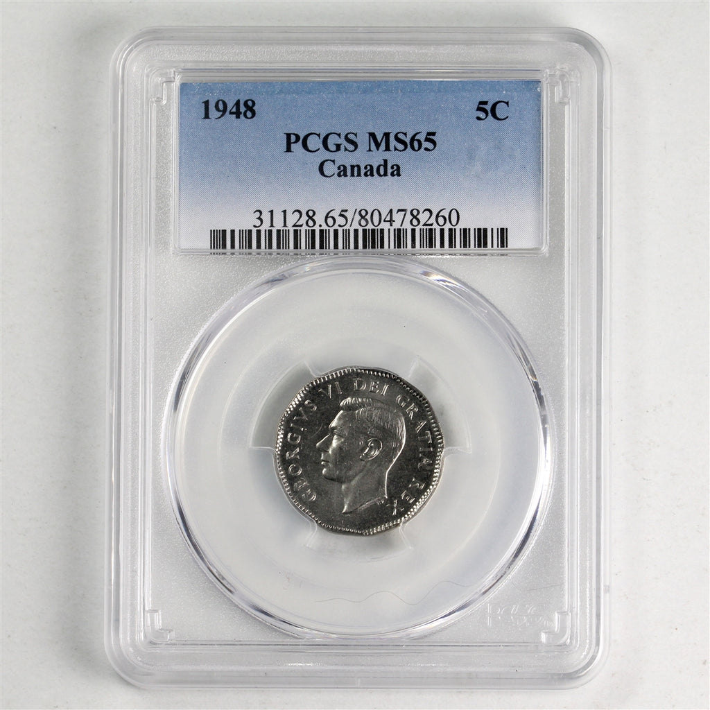 1948 Canada 5-cents PCGS Certified MS65